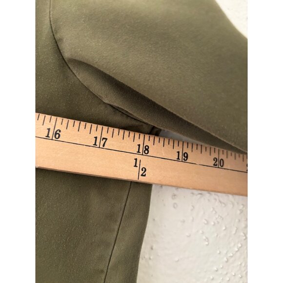 Zara Tencel Olive Button-Up Longline Shirt Dress W/ Tie Sleeve Detail S - Picture 7 of 10
